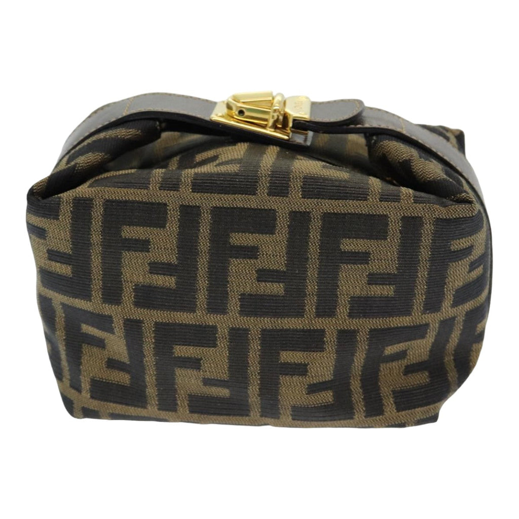 FENDI Zucca Canvas Vanity Pouch Brown Black84312