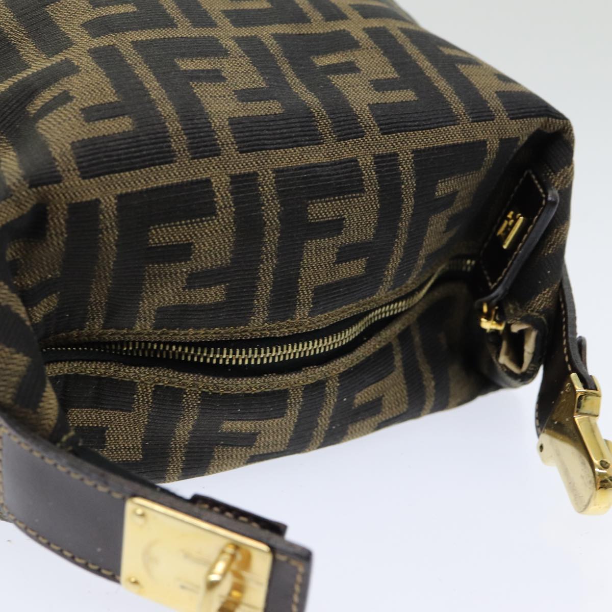 FENDI Zucca Canvas Vanity Pouch Brown Black84312