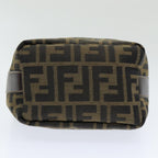 FENDI Zucca Canvas Vanity Pouch Brown Black84312