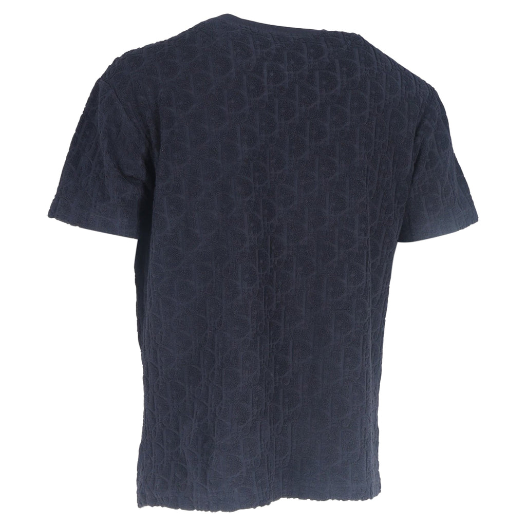 Dior Oblique Crewneck T-Shirt in Navy Blue Cotton