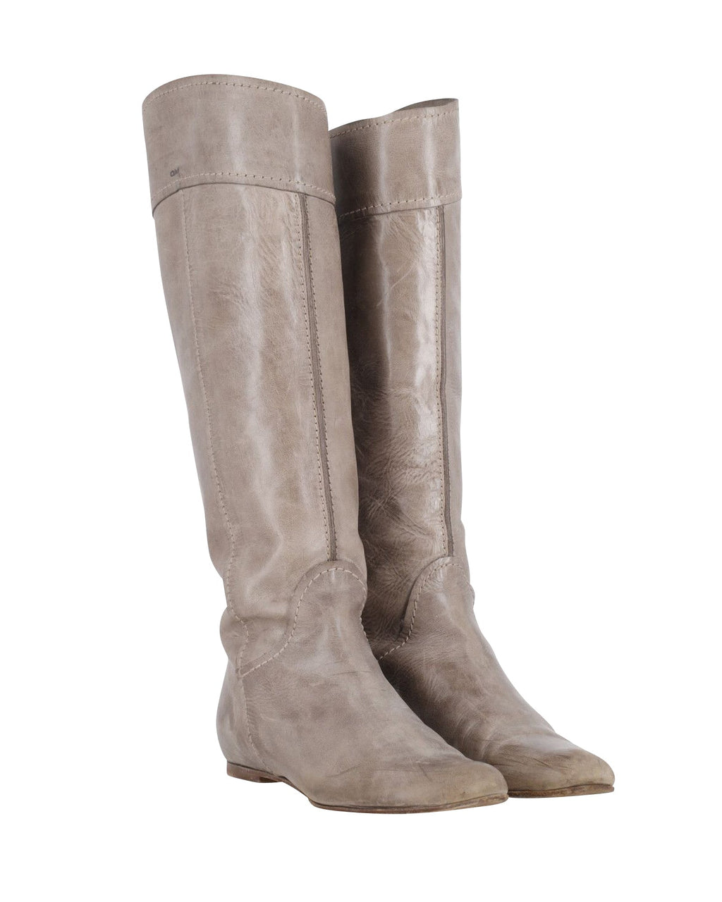 Chloe Heloise Knee Length Boots in Grey Leather