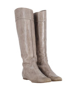 Chloe Heloise Knee Length Boots in Grey Leather