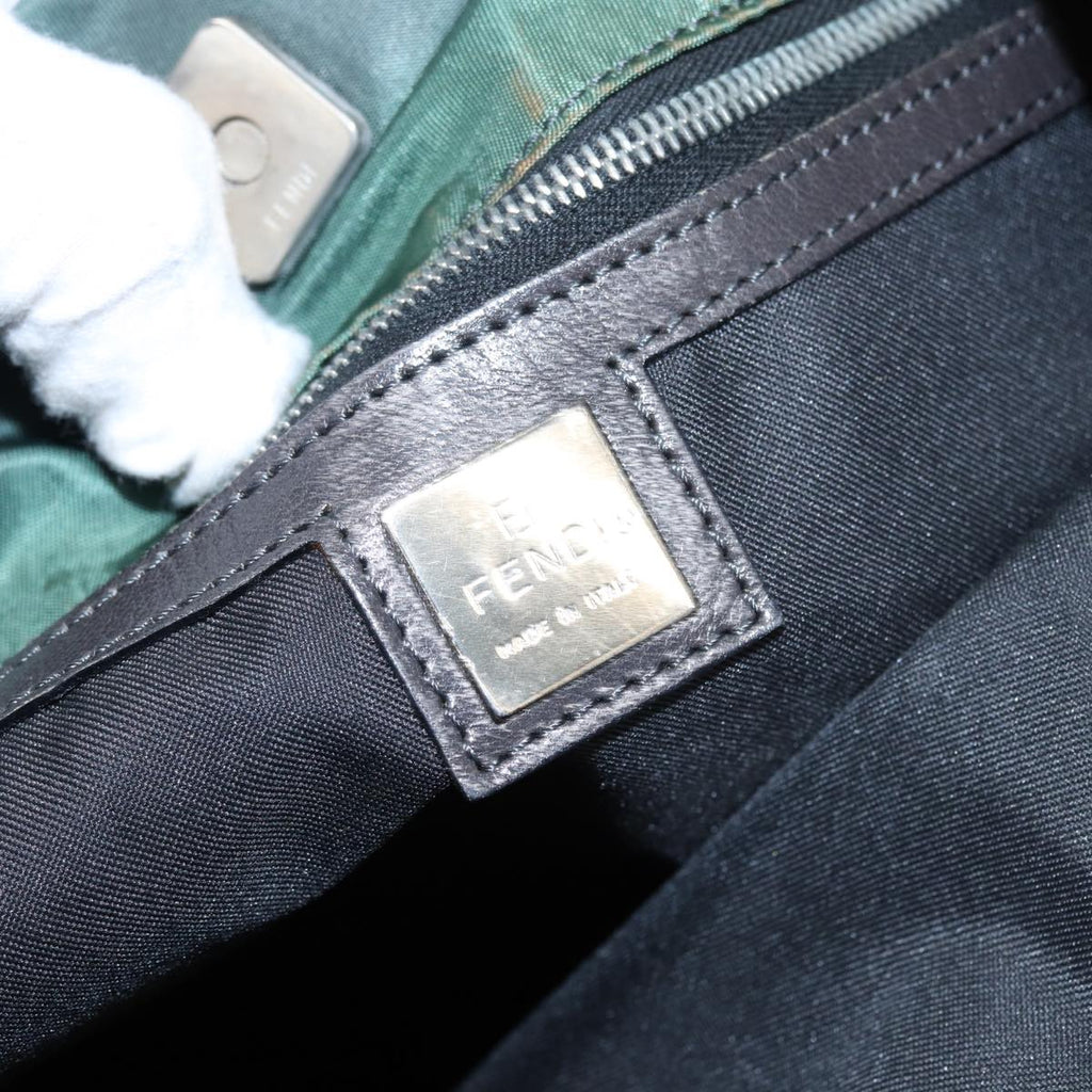 FENDI Tote Bag Nylon Leather Green Brown84445