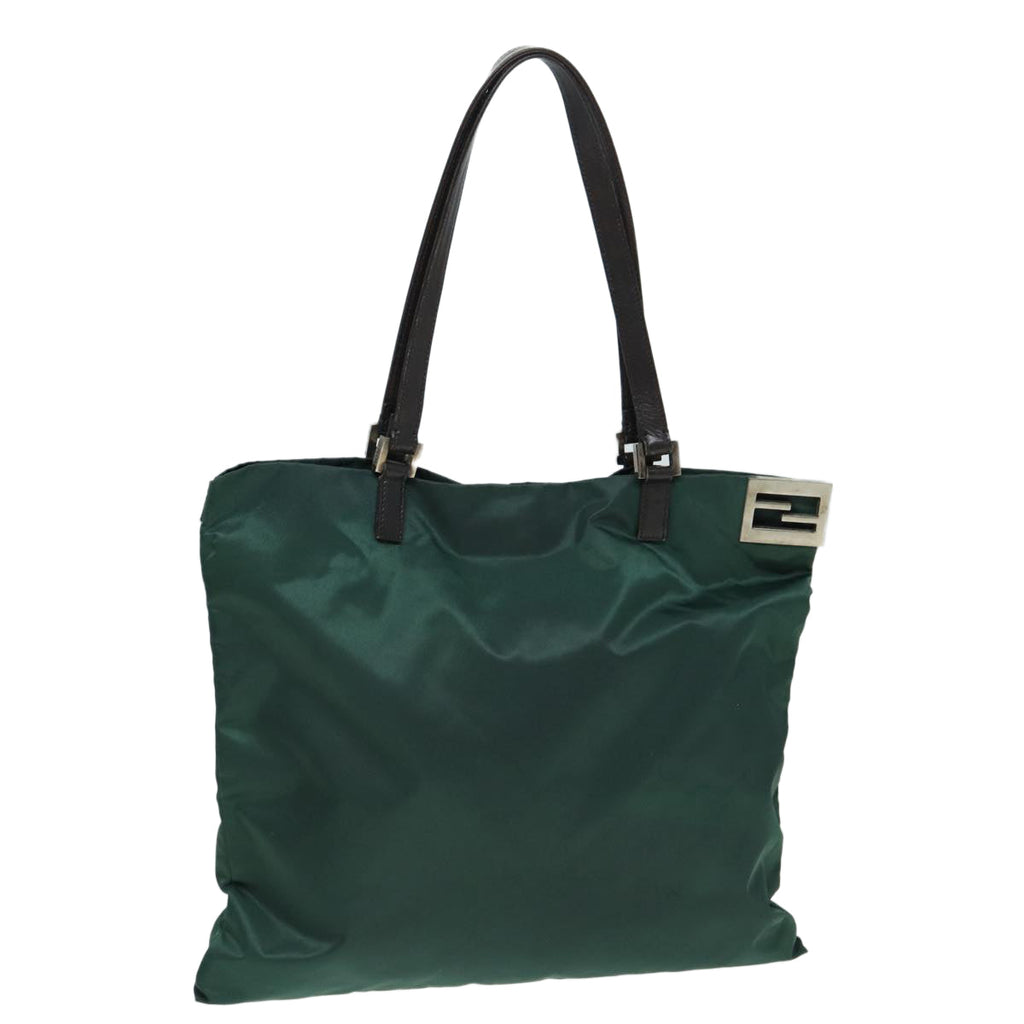 FENDI Tote Bag Nylon Leather Green Brown84445
