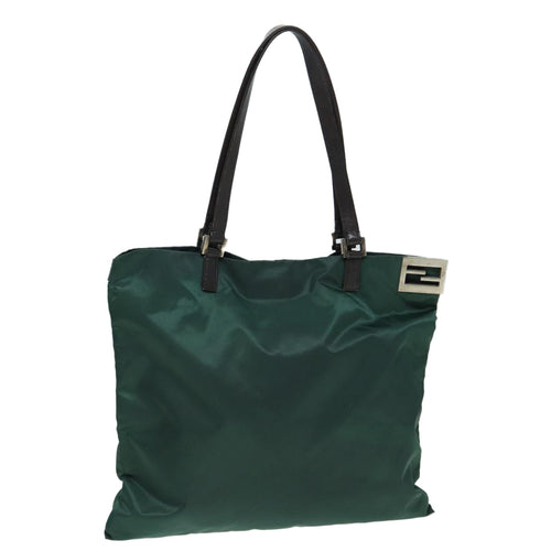FENDI Tote Bag Nylon Leather Green Brown84445