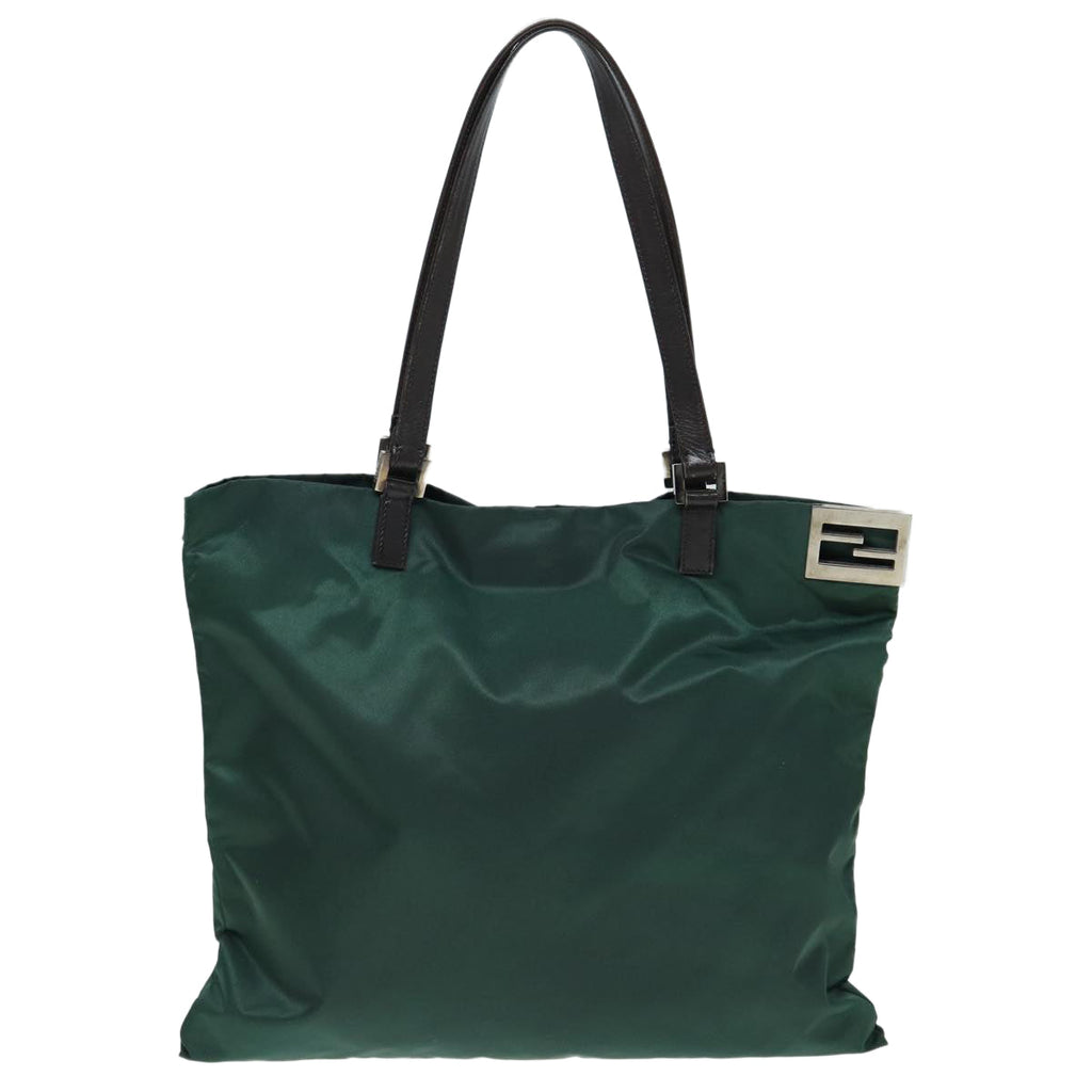 FENDI Tote Bag Nylon Leather Green Brown84445