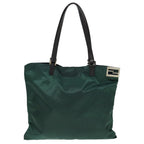 FENDI Tote Bag Nylon Leather Green Brown84445