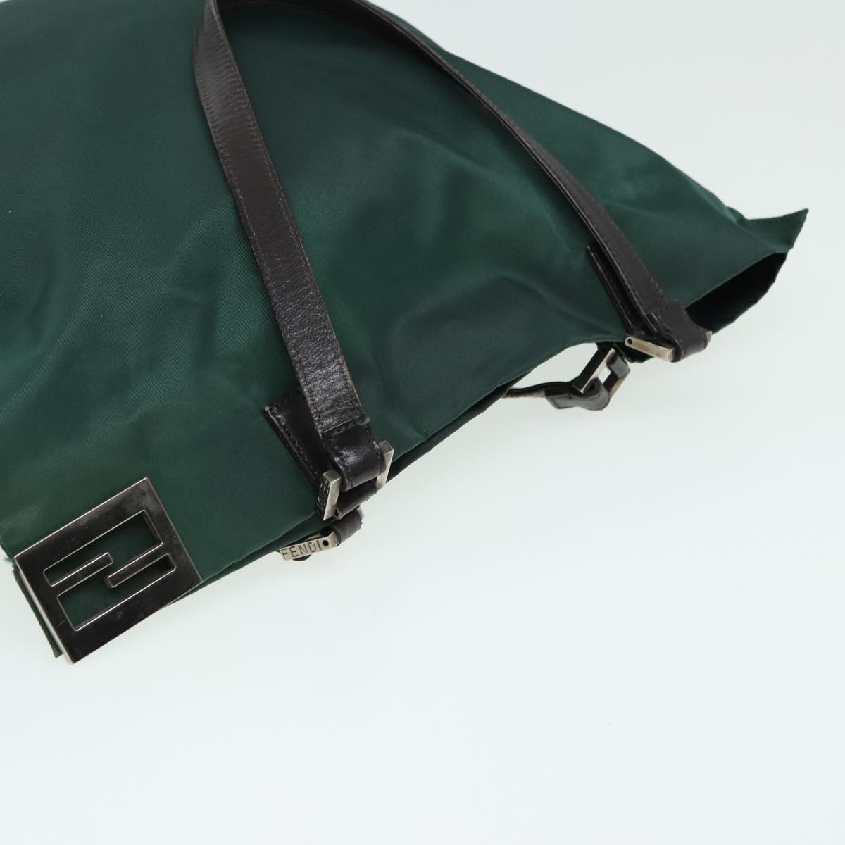 FENDI Tote Bag Nylon Leather Green Brown84445