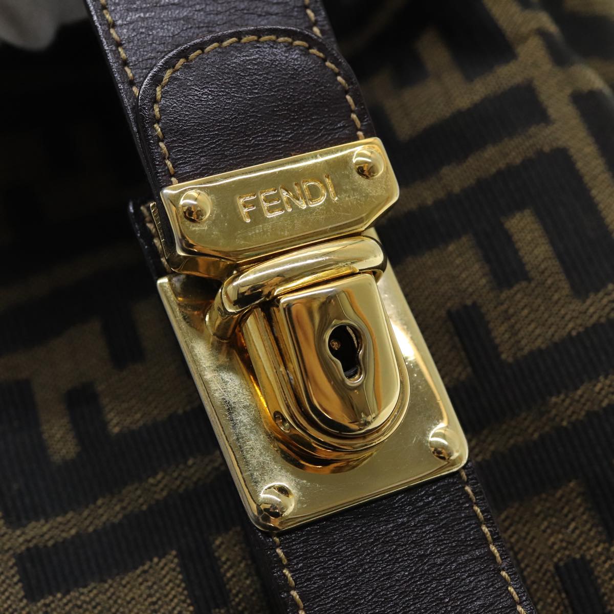 FENDI Zucca Canvas Vanity Pouch Brown Black84448