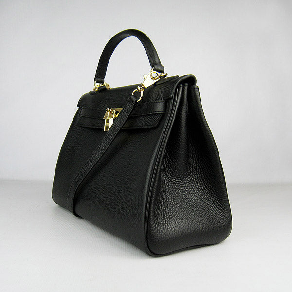 Hermes Kelly 32cm Togo Leather Handbag 6108 Black Golden