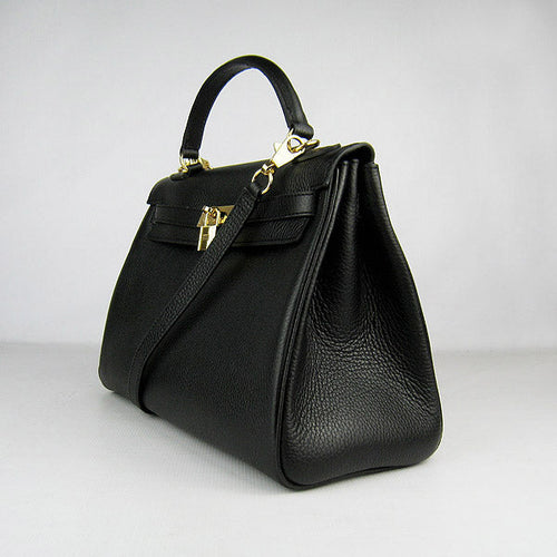 Hermes Kelly 32cm Togo Leather Handbag 6108 Black Golden