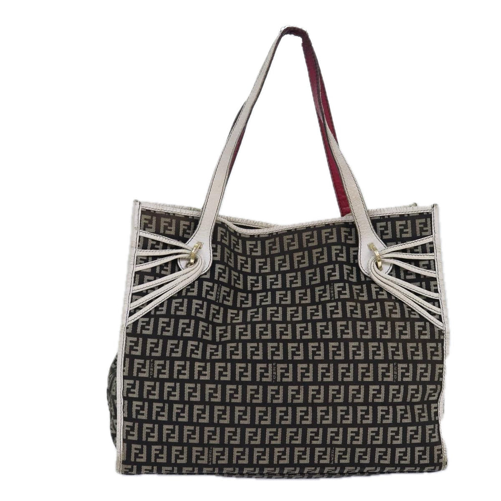 FENDI Zucchino Canvas Tote Bag Brown Gold84553