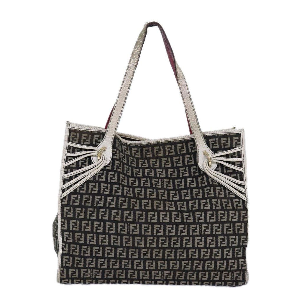 FENDI Zucchino Canvas Tote Bag Brown Gold84553
