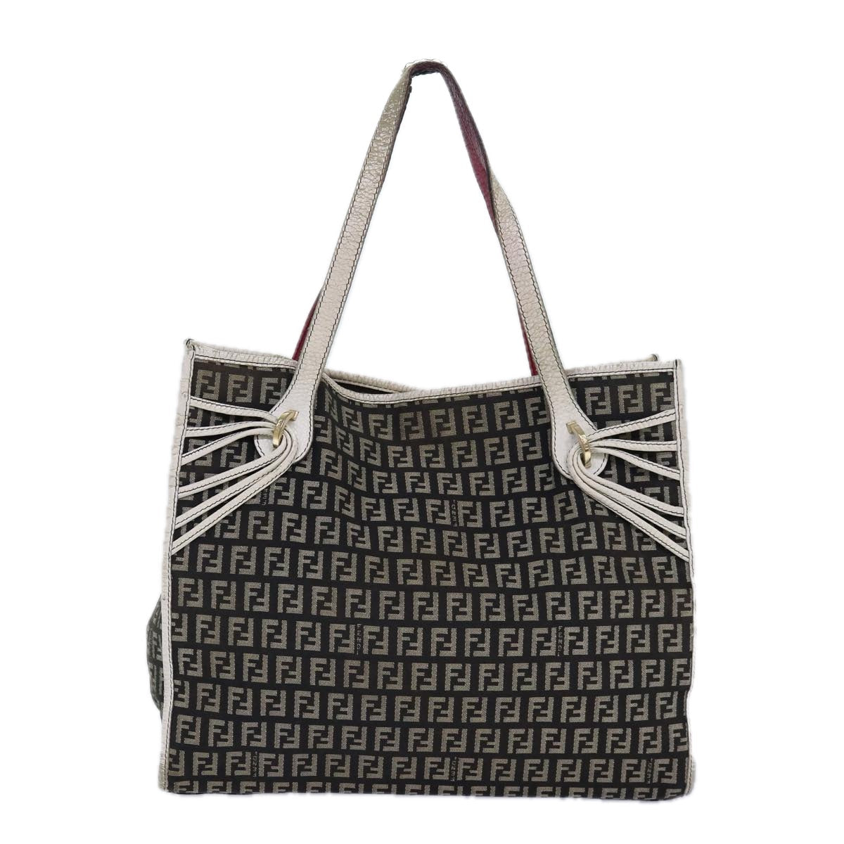 FENDI Zucchino Canvas Tote Bag Brown Gold84553