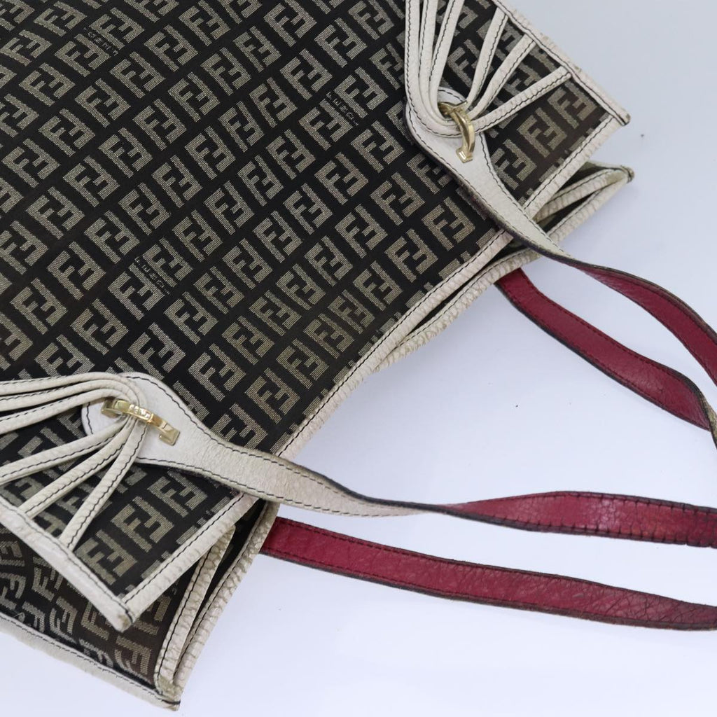 FENDI Zucchino Canvas Tote Bag Brown Gold84553