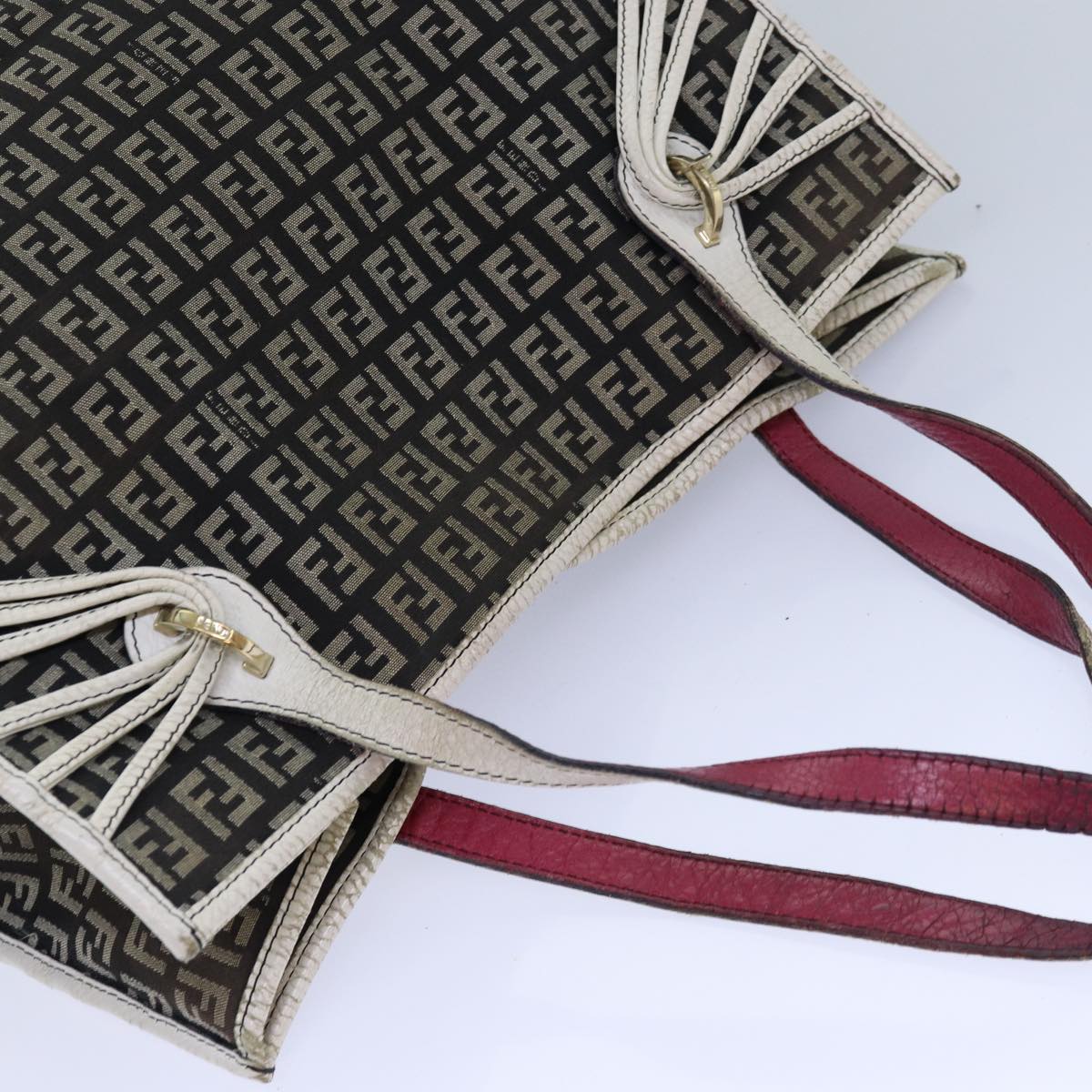 FENDI Zucchino Canvas Tote Bag Brown Gold84553