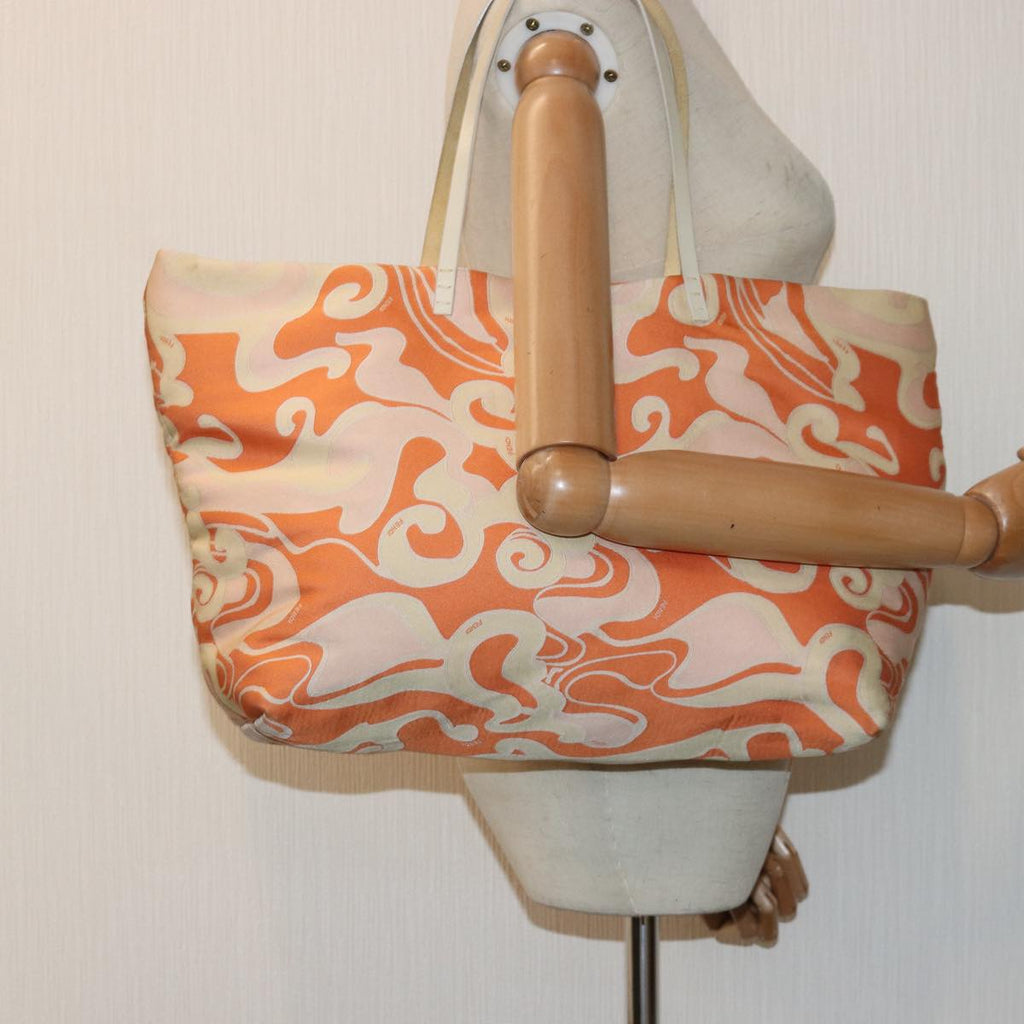 FENDI Tote Bag Canvas Orange Gold84555