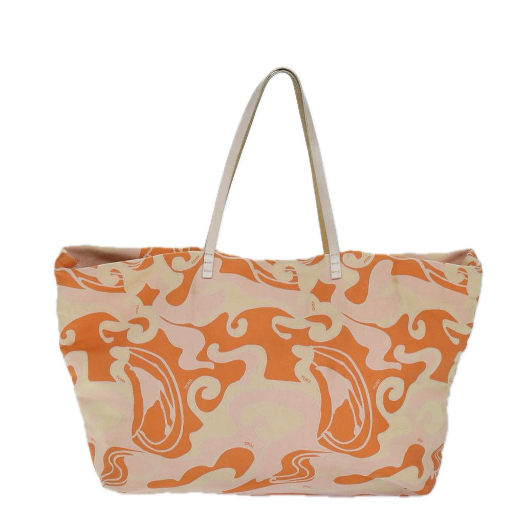 FENDI Tote Bag Canvas Orange Gold84555