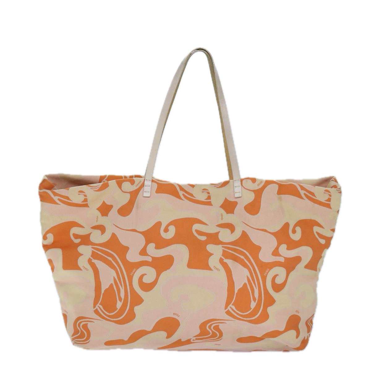 FENDI Tote Bag Canvas Orange Gold84555