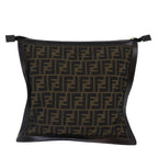 FENDI Zucca Canvas Clutch Bag Brown Black gold84616