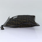 FENDI Zucca Canvas Clutch Bag Brown Black gold84616