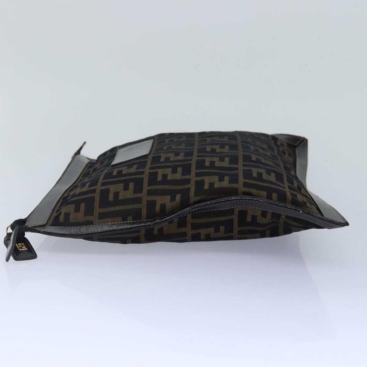 FENDI Zucca Canvas Clutch Bag Brown Black gold84616