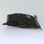 FENDI Zucca Canvas Clutch Bag Brown Black gold84616