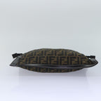 FENDI Zucca Canvas Clutch Bag Brown Black gold84616