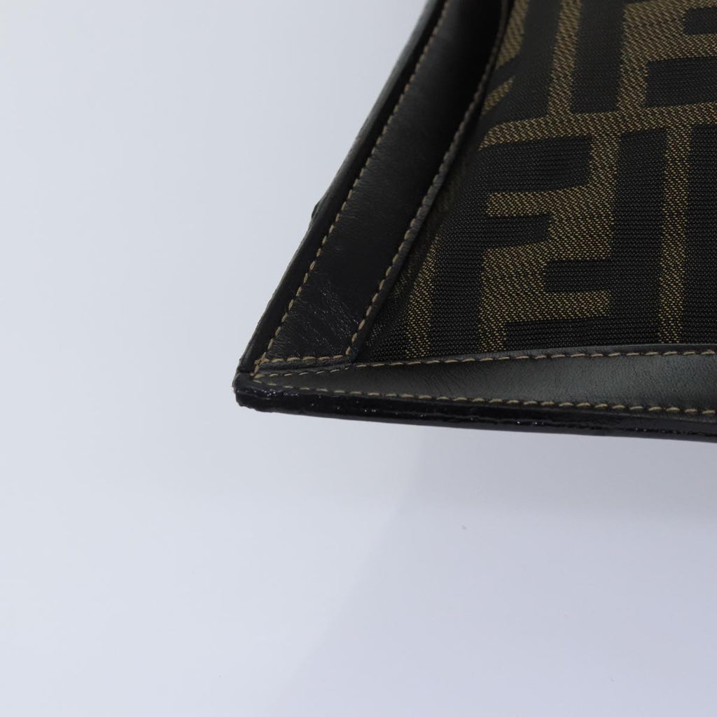 FENDI Zucca Canvas Clutch Bag Brown Black gold84616