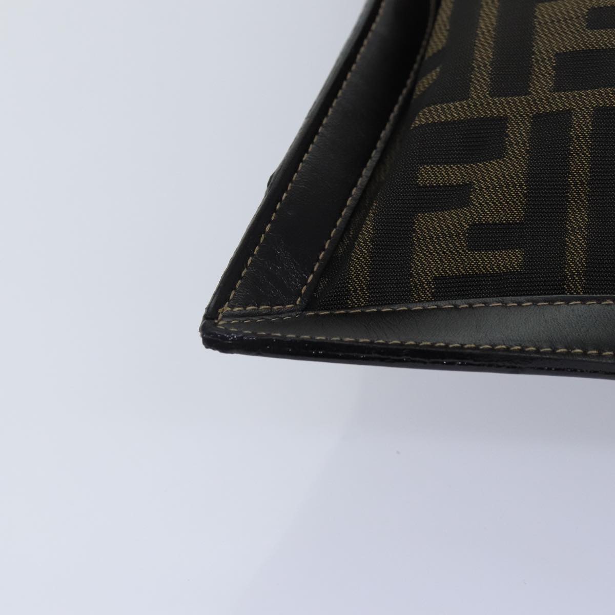 FENDI Zucca Canvas Clutch Bag Brown Black gold84616