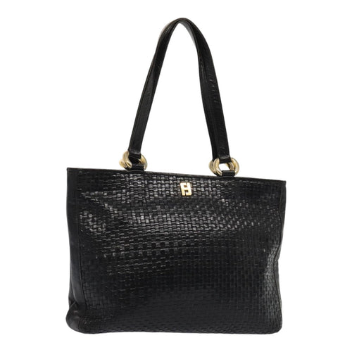 FENDI Tote Bag Leather Black Gold84621