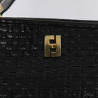 FENDI Tote Bag Leather Black Gold84621