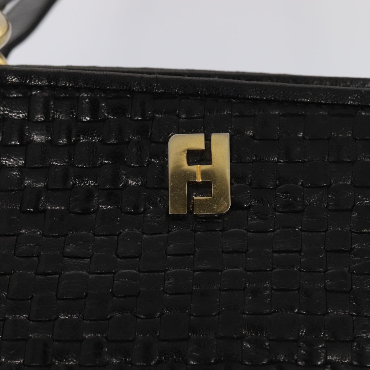 FENDI Tote Bag Leather Black Gold84621