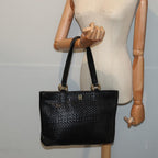 FENDI Tote Bag Leather Black Gold84621