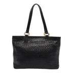 FENDI Tote Bag Leather Black Gold84621