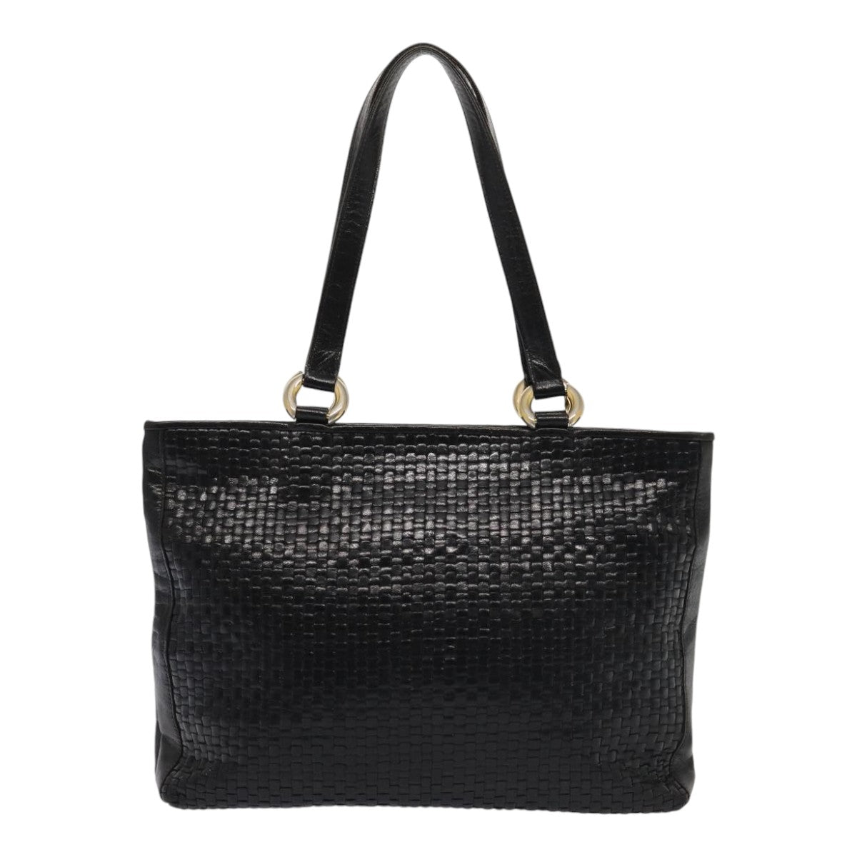 FENDI Tote Bag Leather Black Gold84621