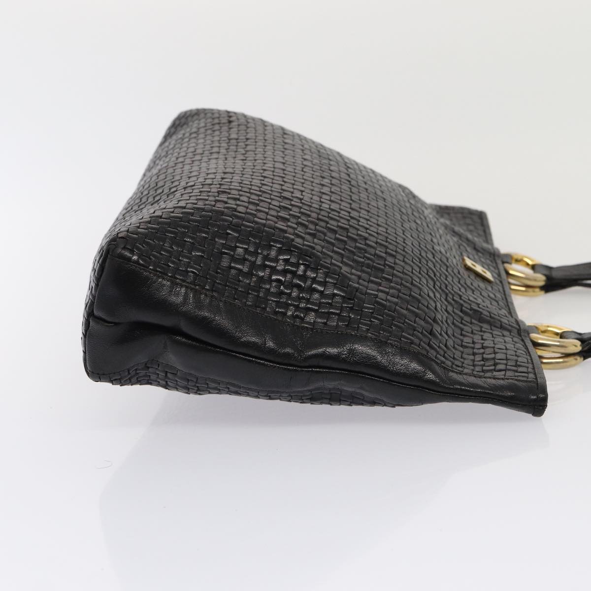 FENDI Tote Bag Leather Black Gold84621