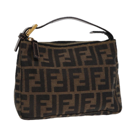 FENDI Zucca Canvas Hand Bag Brown Black gold84622