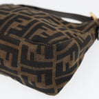 FENDI Zucca Canvas Hand Bag Brown Black gold84622