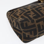 FENDI Zucca Canvas Hand Bag Brown Black gold84622