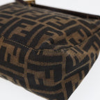 FENDI Zucca Canvas Hand Bag Brown Black gold84622