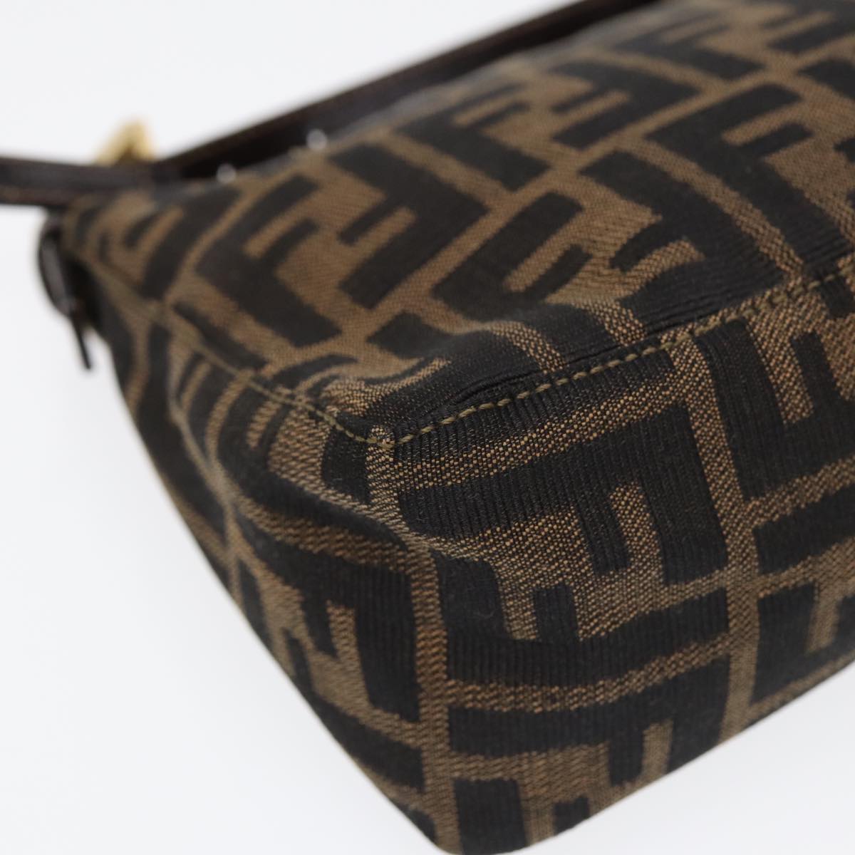 FENDI Zucca Canvas Hand Bag Brown Black gold84622