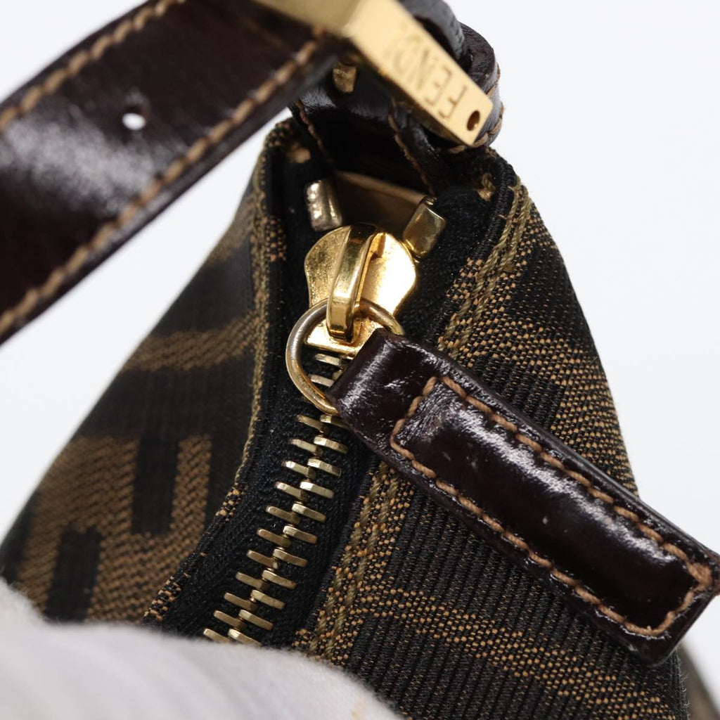 FENDI Zucca Canvas Hand Bag Brown Black gold84622