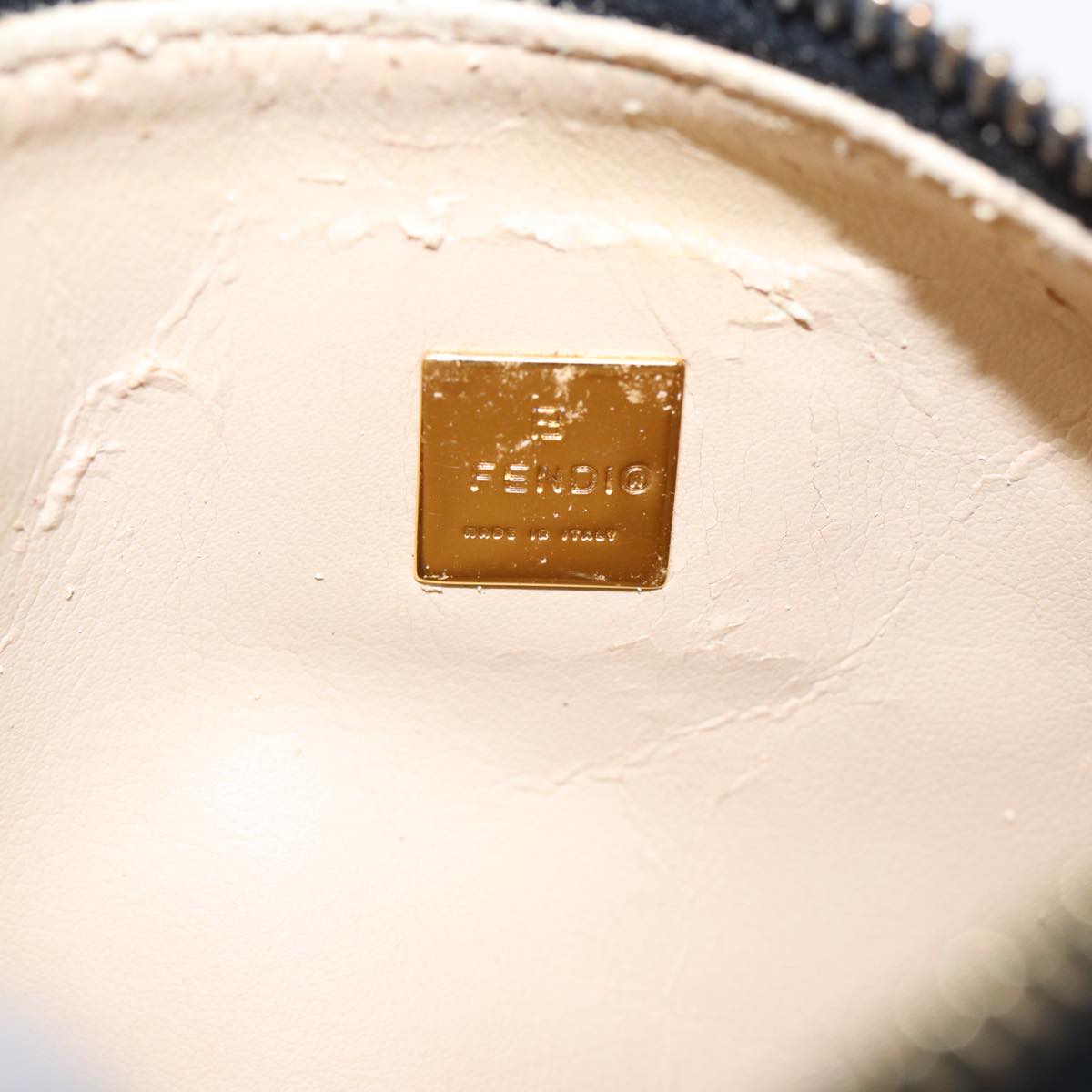 FENDI Zucca Canvas Hand Bag Brown Black gold84622