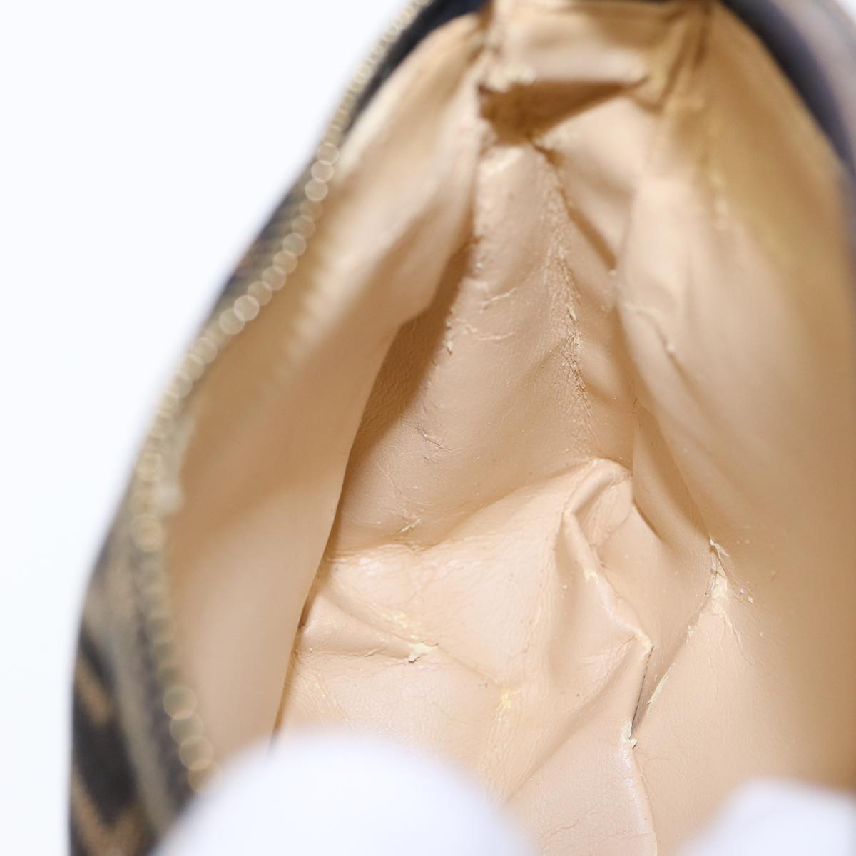 FENDI Zucca Canvas Hand Bag Brown Black gold84622