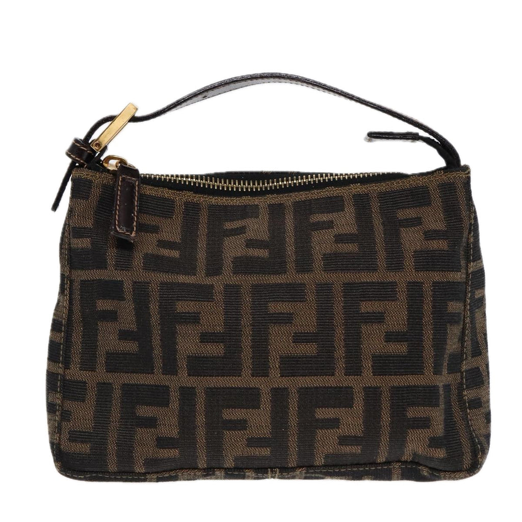 FENDI Zucca Canvas Hand Bag Brown Black gold84622
