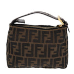 FENDI Zucca Canvas Hand Bag Brown Black gold84622