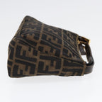 FENDI Zucca Canvas Hand Bag Brown Black gold84622
