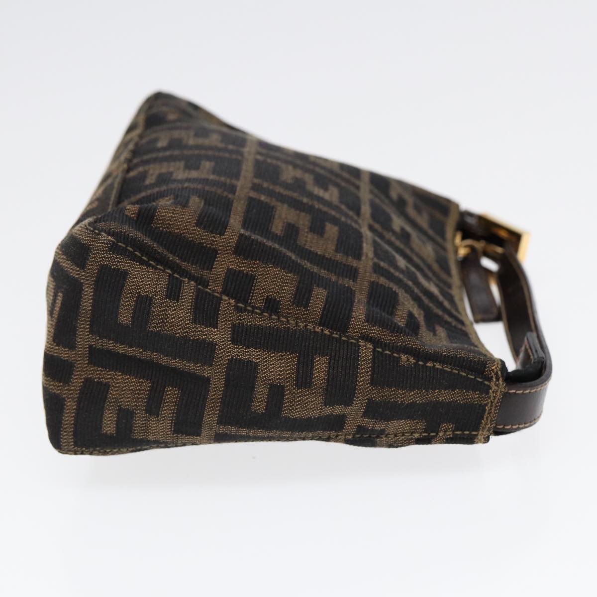 FENDI Zucca Canvas Hand Bag Brown Black gold84622
