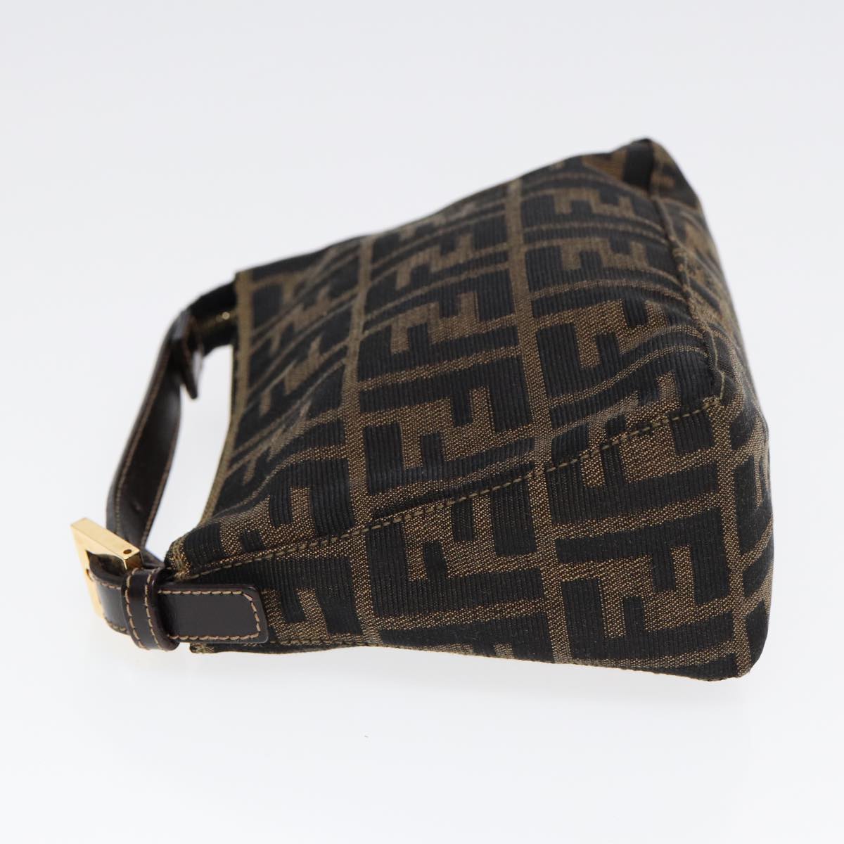 FENDI Zucca Canvas Hand Bag Brown Black gold84622